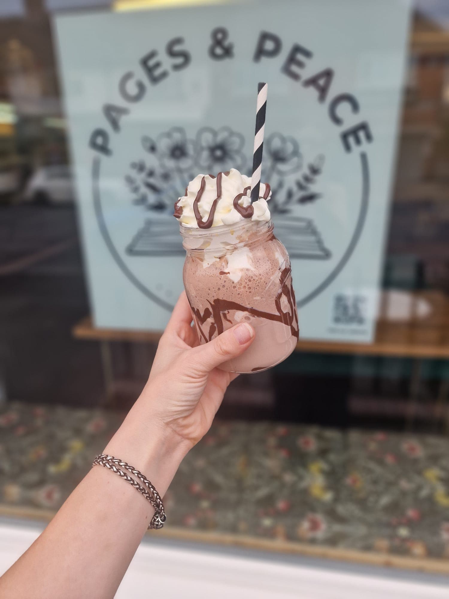 A chocolate drink made at Pages & Peace